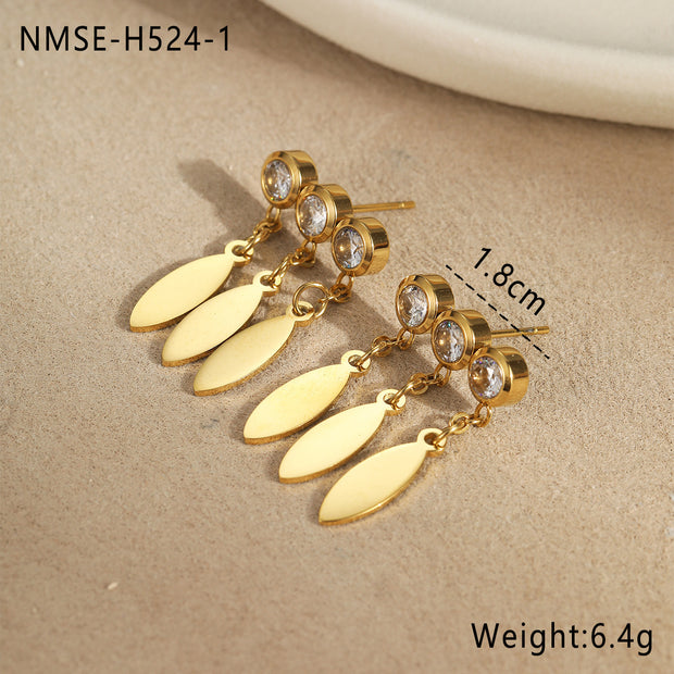 Zircon Stainless Steel Luxury Earrings