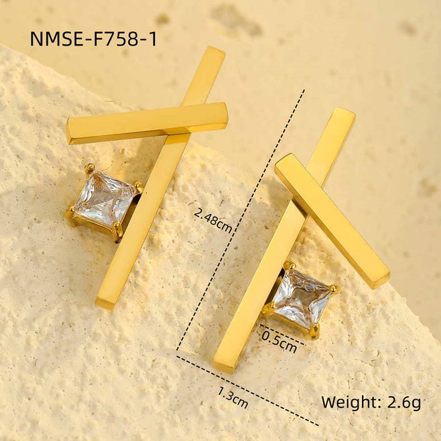 Zircon Stainless Steel Luxury Earrings