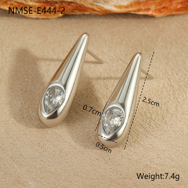 Zircon Stainless Steel Luxury Earrings