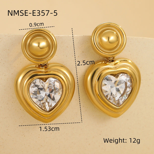 Zircon Stainless Steel Luxury Earrings