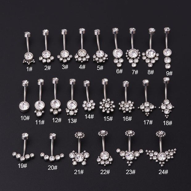 Stainless Steel Rhinestone Sexy Belly Button Ring Belly Button Stud