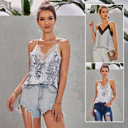 Women's Casual Sleeveless T-Shirts Lace Lace Suspenders