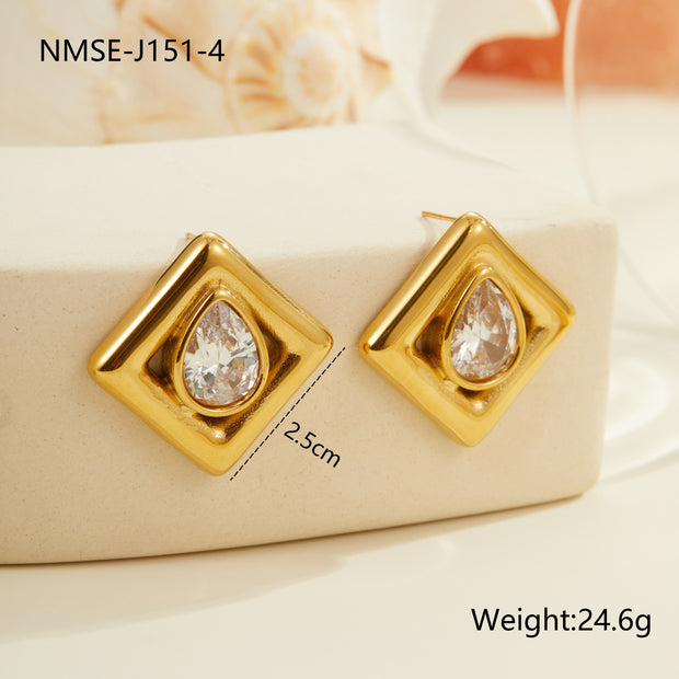Zircon Stainless Steel Luxury Earrings