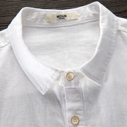 Spring And Autumn Men's Solid Color Long Sleeve Linen Shirt Cotton Linen Fabric